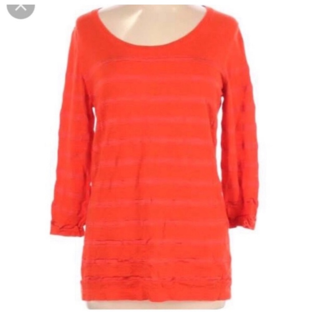 Banana Republic red orange stripe long sleeve cotton blend sweater Sz S